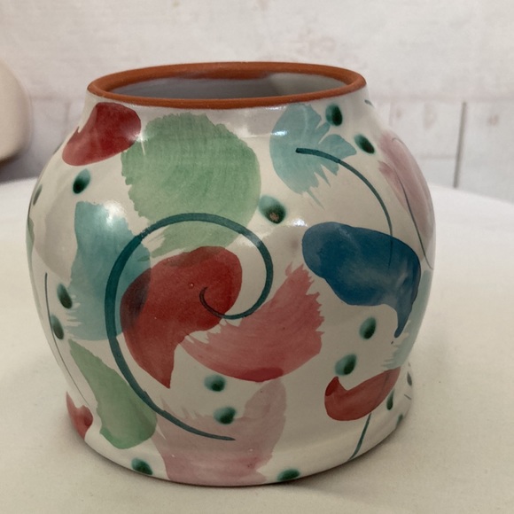 Jan Pugh Small Red-ware Pottery Vase Pot Planter Abstract Print - Picture 5 of 7